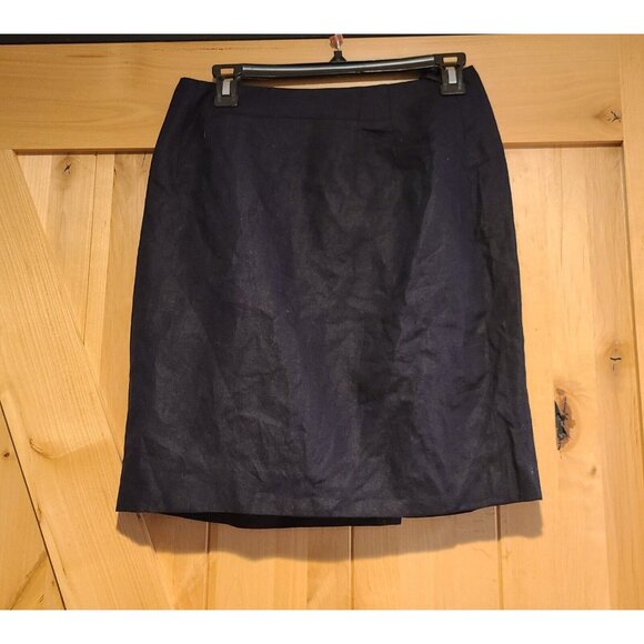 Vintage Lord & Taylor  Size 8 Petite 100% Linen Skirt Black Lined 28x19.5" - Picture 1 of 11